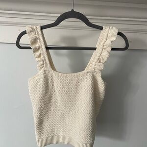 Madewell Textured Knit Tank with Ruffle Straps - Cream